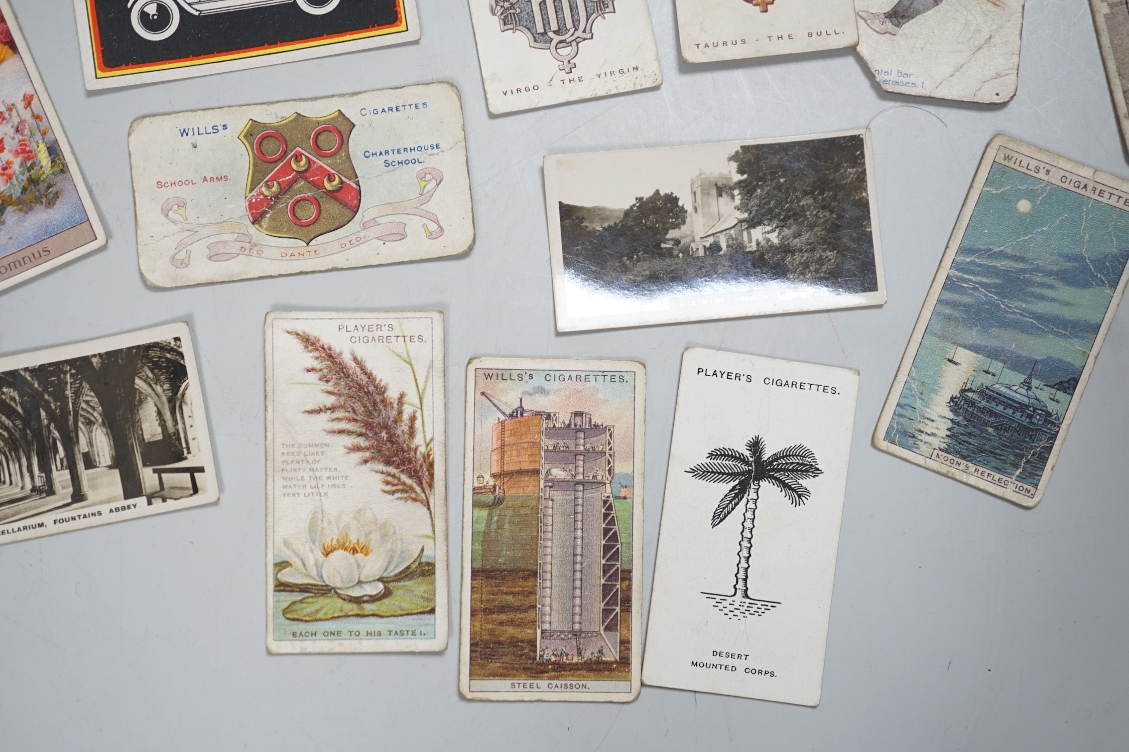 A large collection of mounted and loose cigarette cards